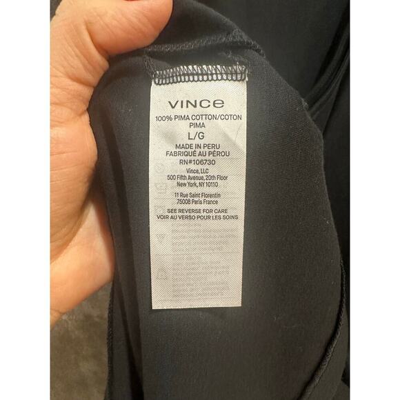 NWT $225 Vince Mock Neck Pima Cotton Shift Dress w/ Tie @ Waist, Sz L (LL-1125) - Picture 6 of 8